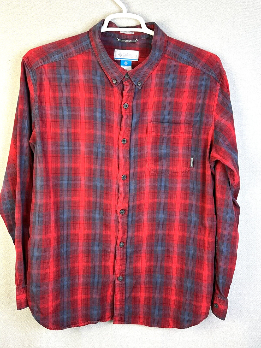 Columbia Sportswear Company Button Up Shirt Men's XL Red Plaid Casual Outdoor